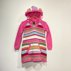 Gap Girl's Pink Hooded Sweater Dress Fair Isle Print Size XS 4-5